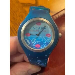 Women's 40mm Silver Tone and Blue Poly Watch, Escada Isl;and Kiss